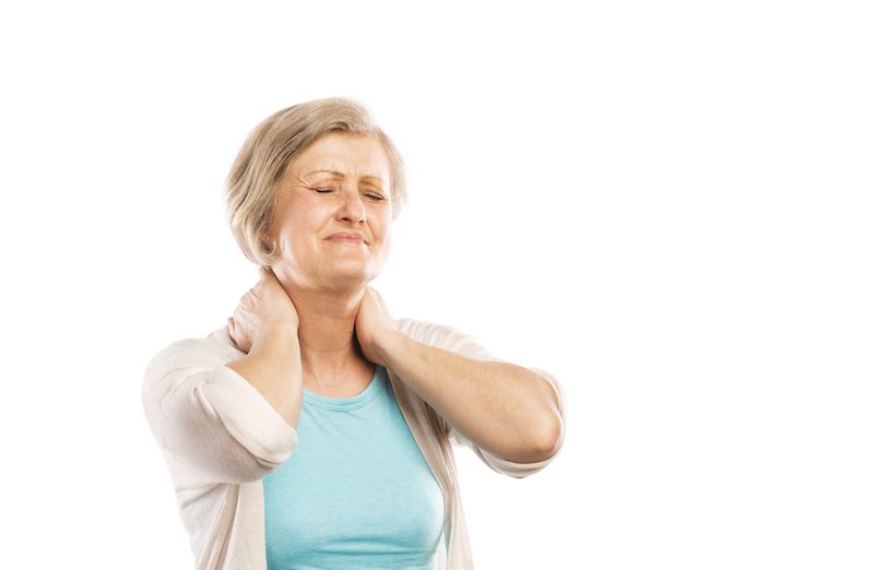 graphicstock senior woman suffering from neck pain isolated on white background BR4Ca2 2ZZ